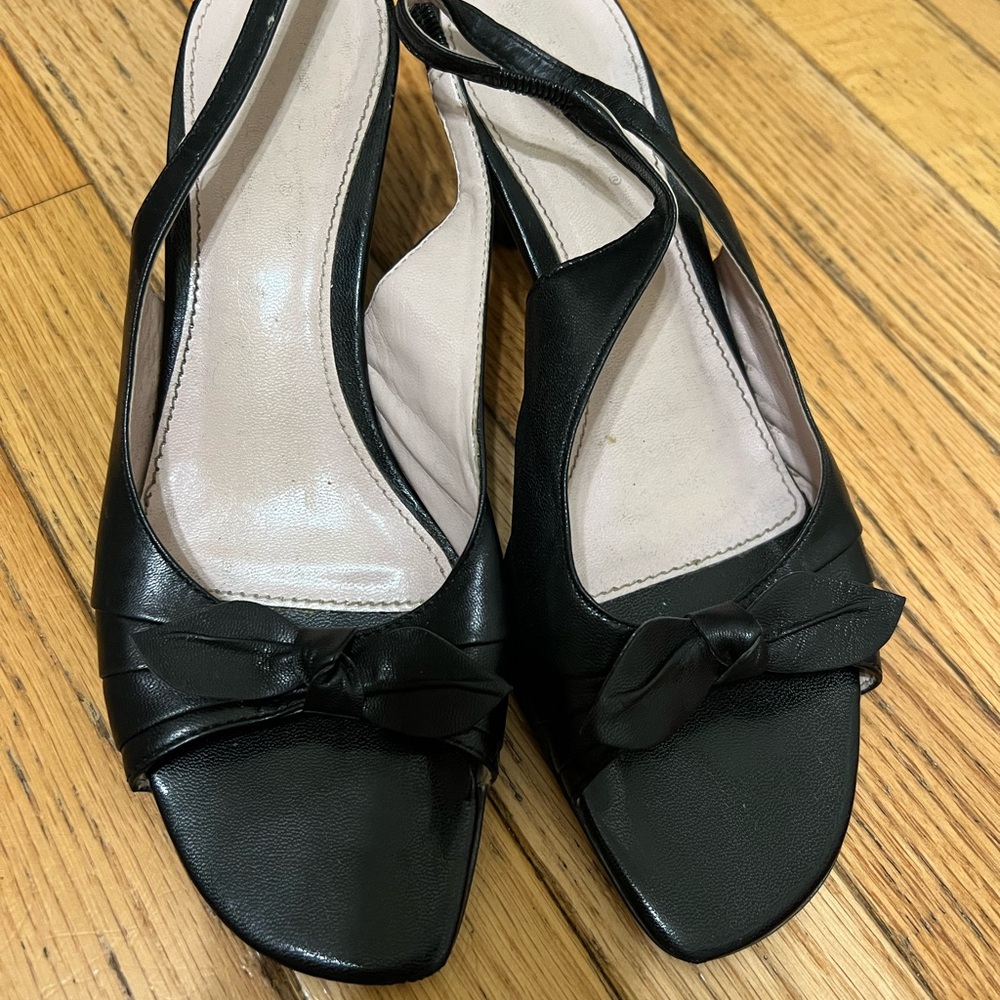 Franco Sarto Black Heeled Sandals with Bow Detail